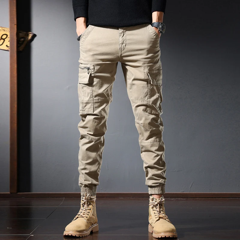 Street Fashion Men Jeans Black Green Loose Fit Big Pocket Casual Cargo Pants Hombre Zipper Designer Hip Hop Joggers Men Overalls