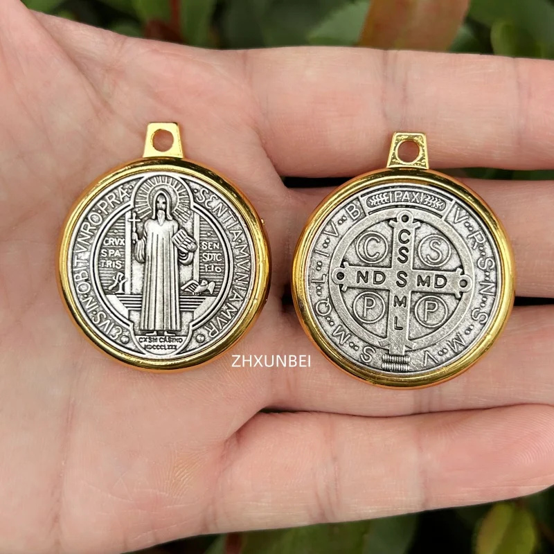 2PCS St.Benedict Medal Catholic Charms Holy Saint Benedict Cross Pendants for Necklace Keychain DIY Jewelry Accessories
