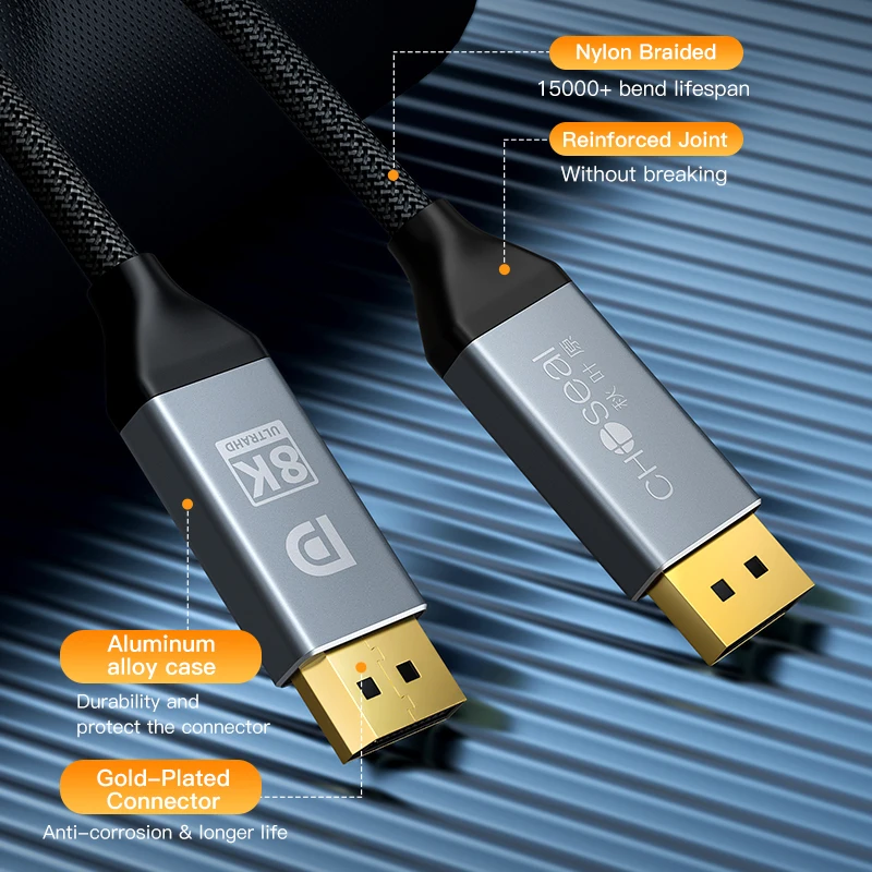 اختيار Displayport كابل 8K DP1.4 144 هرتز فيديو الصوت كابل ل Xiaomi TV Box PC شاشة الكمبيوتر المحمول لعبة فيديو DP كابل عرض ميناء