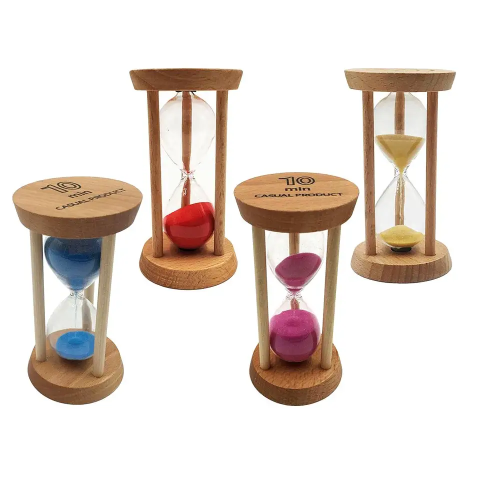 Minuteur Sablier 3 En 1 Bois - 1, 3 Et 5 Minutes Pour Cuisine, Thé Et Jeux - Décoration Élégante