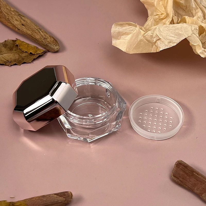 Z. 1Pcs 8g Mini Powder Box Portable Plastic Empty Loose Powder Container With Sieve Cosmetic Jar Travel Make Up Accessories