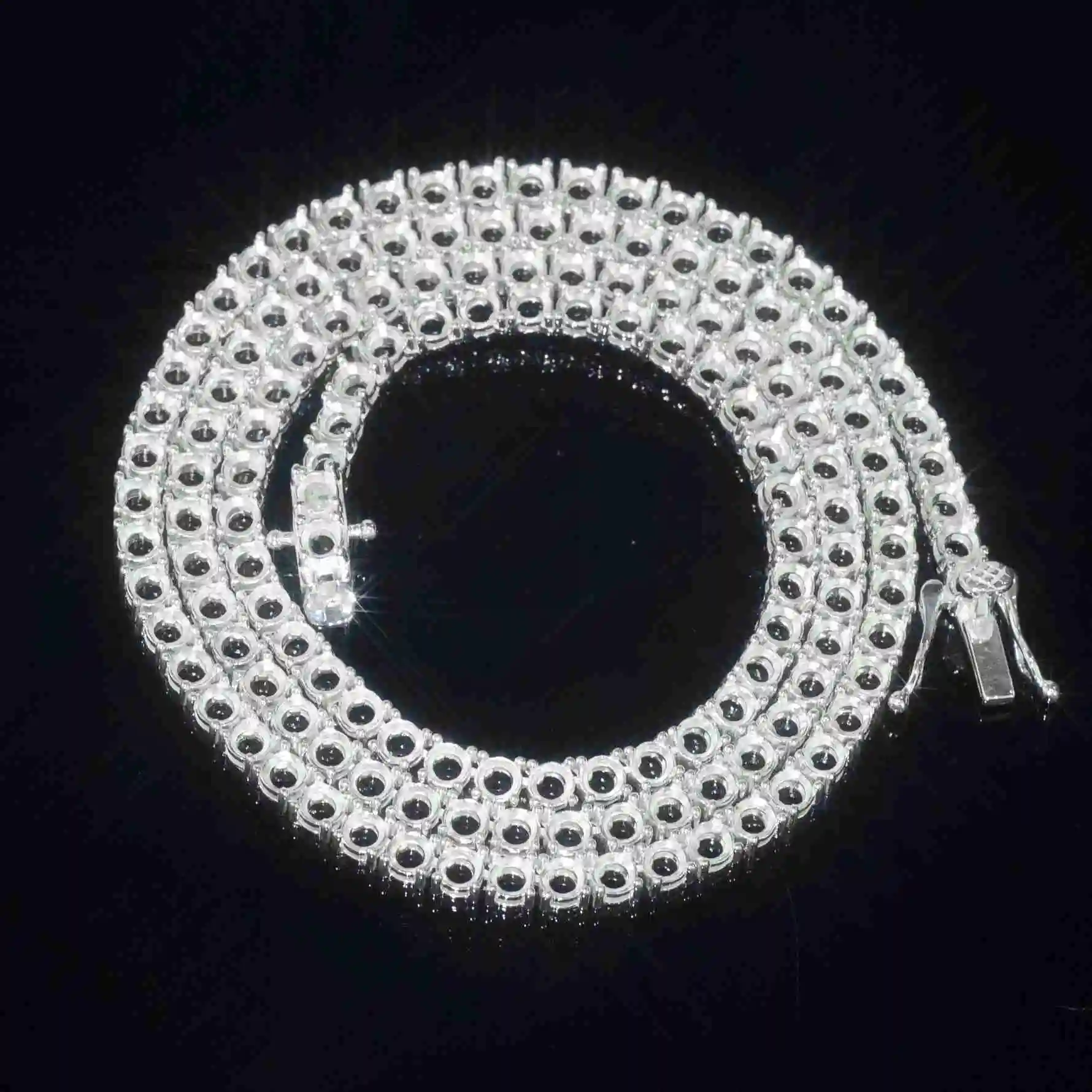 Moissanite S925 14K 18K Solid Gold Semi Mounting Tennis Chain 925 Silver Tennis Chain Necklace Moissanite Diamond Empty