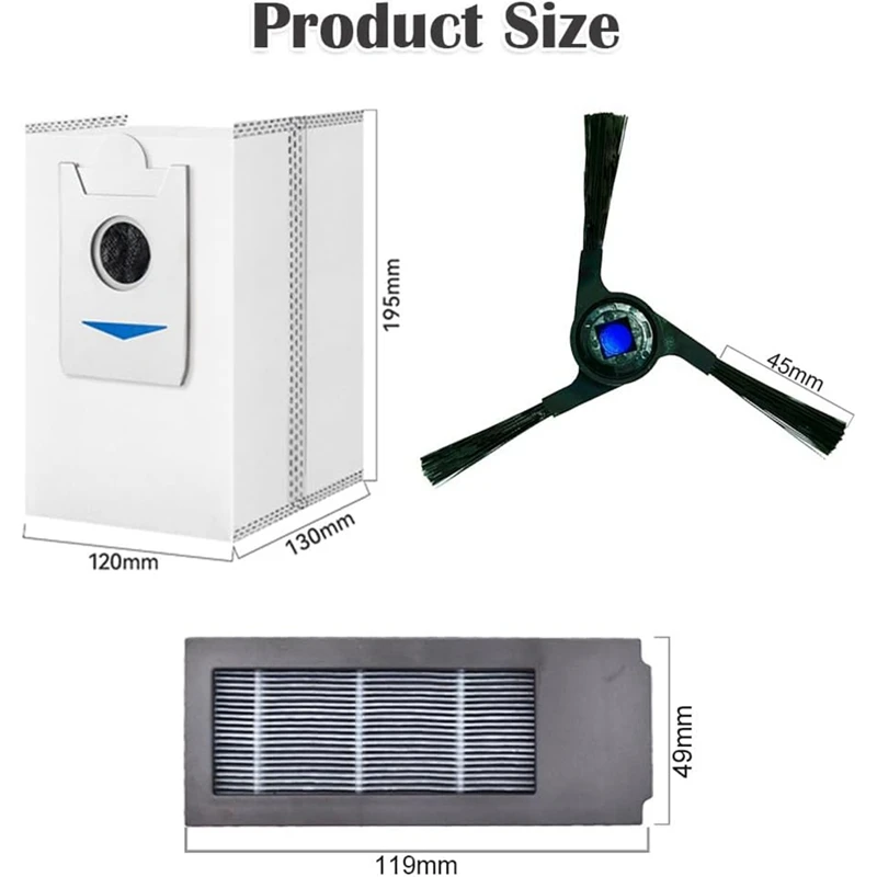 1 комплект запасных частей, аксессуары для робота-пылесоса ECOVACS DEEBOT X2 Omni (боковые щетки, фильтры, мешки для пыли, накладки для швабры)