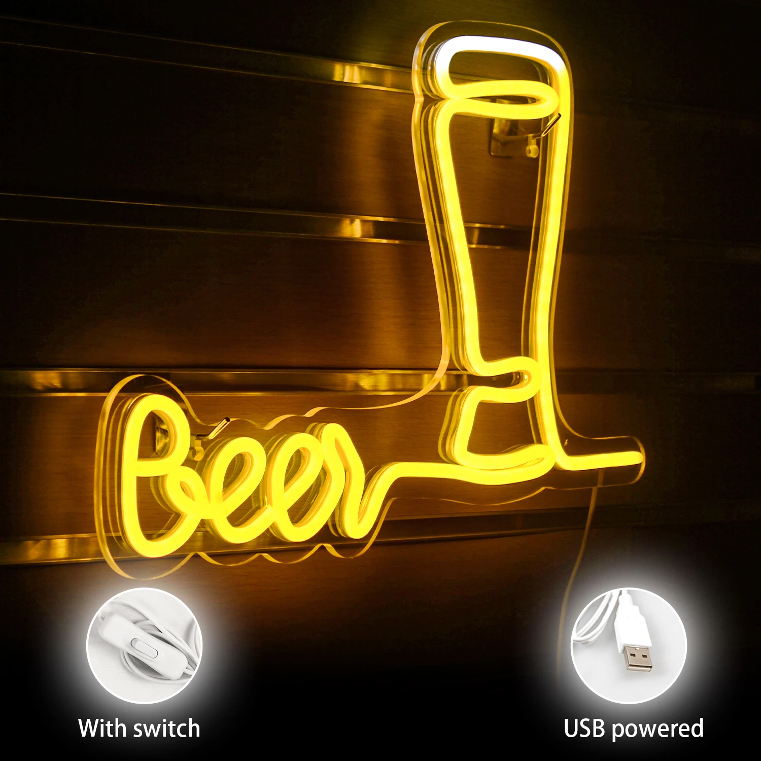 Beer Neon Sign Led Beer Signs for Wall Decor USB Powered Man Cave Bar Club Birthday Party Decor Kitchen Store Neon Wall Signs