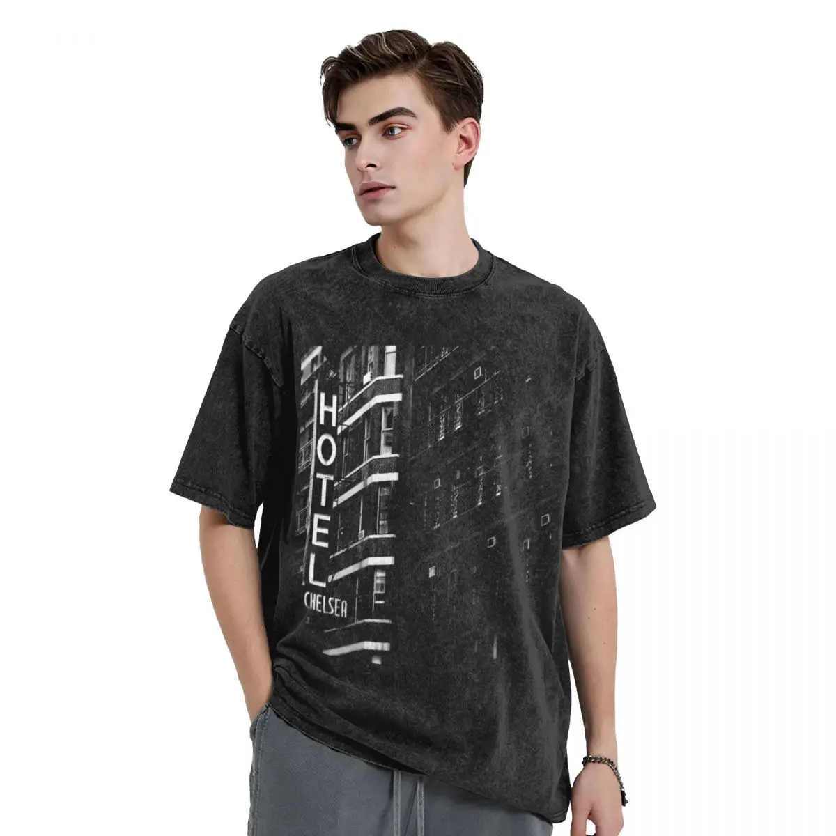 Hotel Chelsea #1 T-Shirt oversized graphic tee blue archive tees men workout shirt