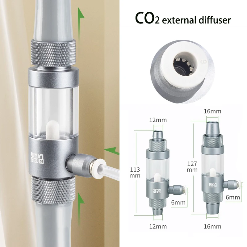 Aquarium CO2 Diffuser Observable Quick Insertion Anti Reflux CO2 External Nebulizer Fish Tank External CO2 Nebulizer Diffuser