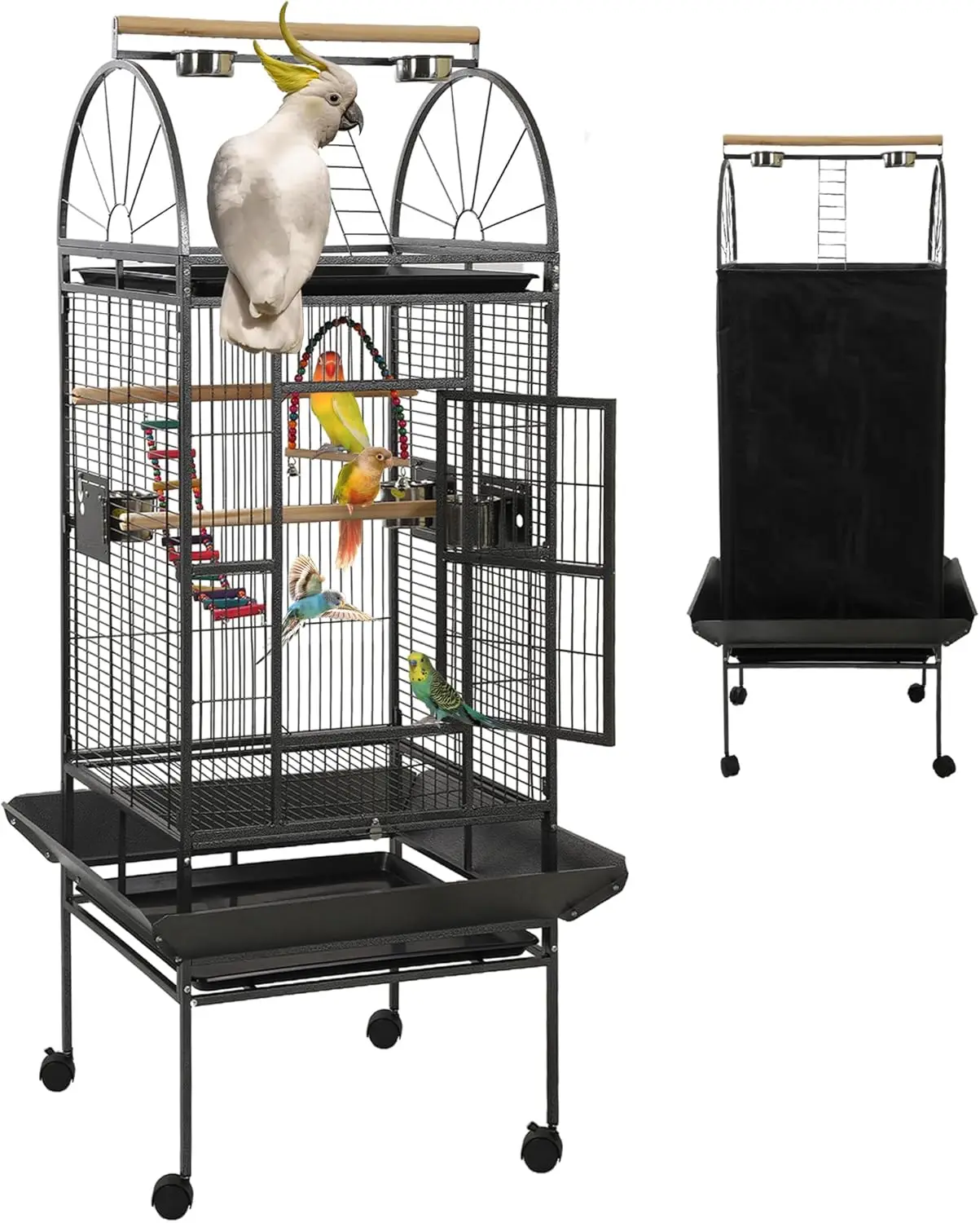 

69-дюймовая большая клетка для птиц с подставкой, верхней частью и крышкой для попугаев, корелл, конусов и неразлучников