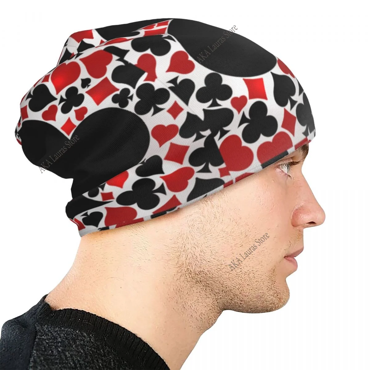 Gorros de pôquer masculinos e femininos, boné de esqui à prova de vento, tecido de camada dupla