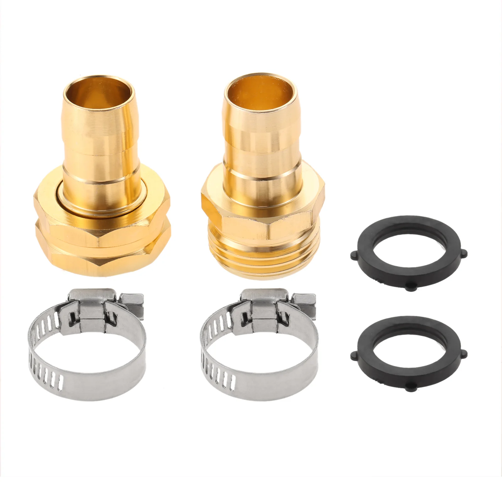 Garden Hose Repair Connector with Clamps Aluminum Water Hose End Replacement Fit for 3/4‘‘ 5/8‘’ inch Garden Hose Fittings Kit