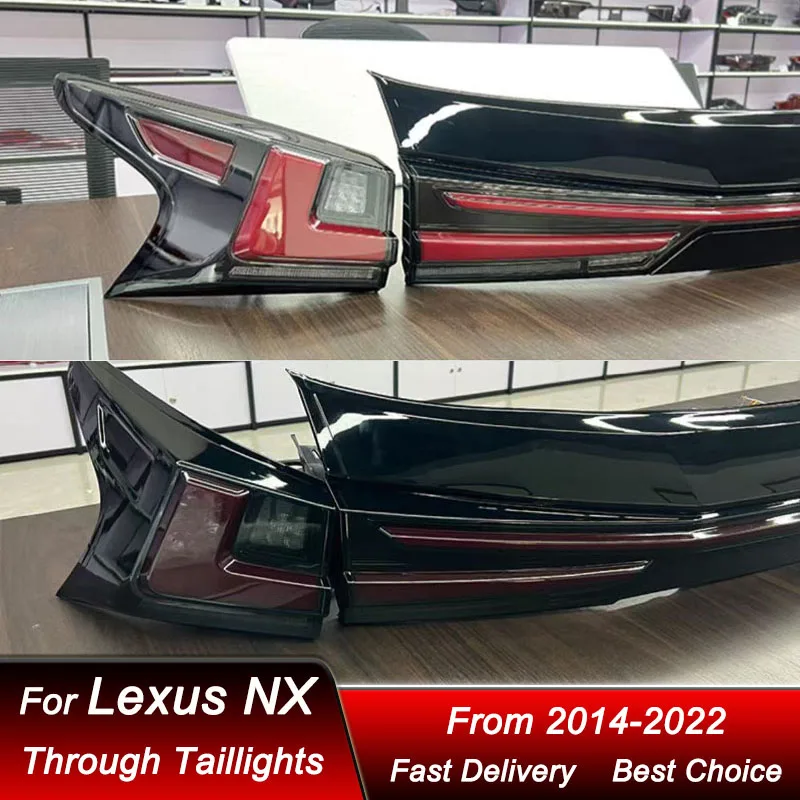 Автомобильные сквозные задние фонари для Lexus NX NX200T 2014-2022, новый стиль, полностью светодиодный задний фонарь, динамический указатель поворота, задний фонарь в сборе