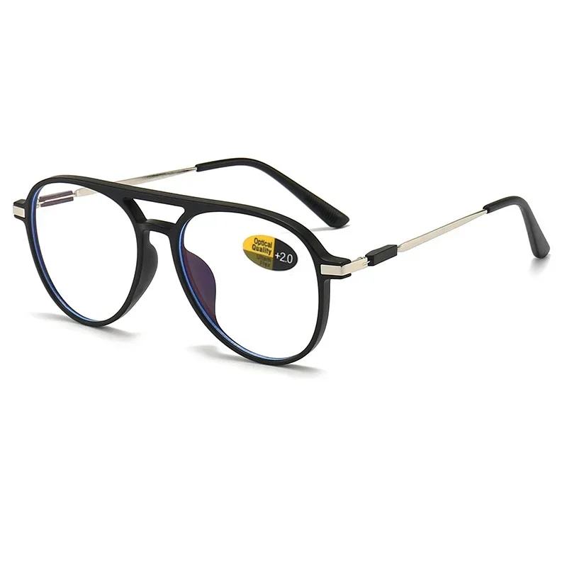 Reading Glasses for Men Fashion Large Frame Computer Finished Glasses Women Blue Light Blocking Farsighted Eyewear +100 To +400 image 2