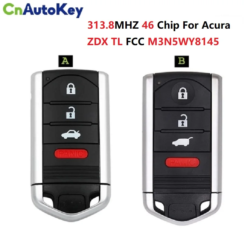 

CN003131 FCC M3N5WY8145 For Acura ZDX TL 2009-2014 Smart Remote Car Key Fob 4 Button 313.8MHz 46 Chip IC267F-5WY8145