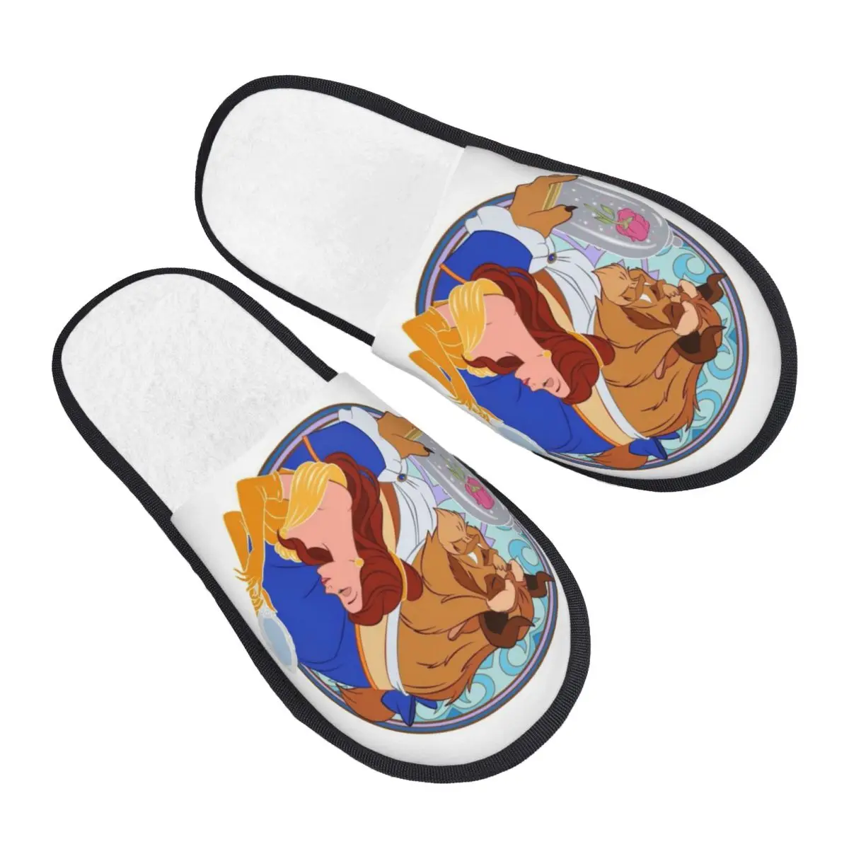 

Женские домашние тапочки с принтом «Красавица и чудовище» из фильма, мягкие теплые пушистые тапочки из пены с эффектом памяти, домашняя уличная обувь