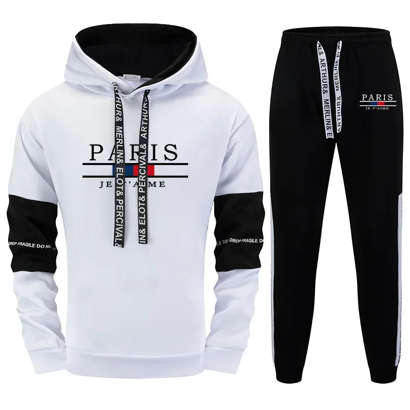 

2025 Men's Hooded Sweatshirt Jogger Pants Autumn Daily Casual Sporty Outfit High Quality Paris Print Hoodies Sweatpants