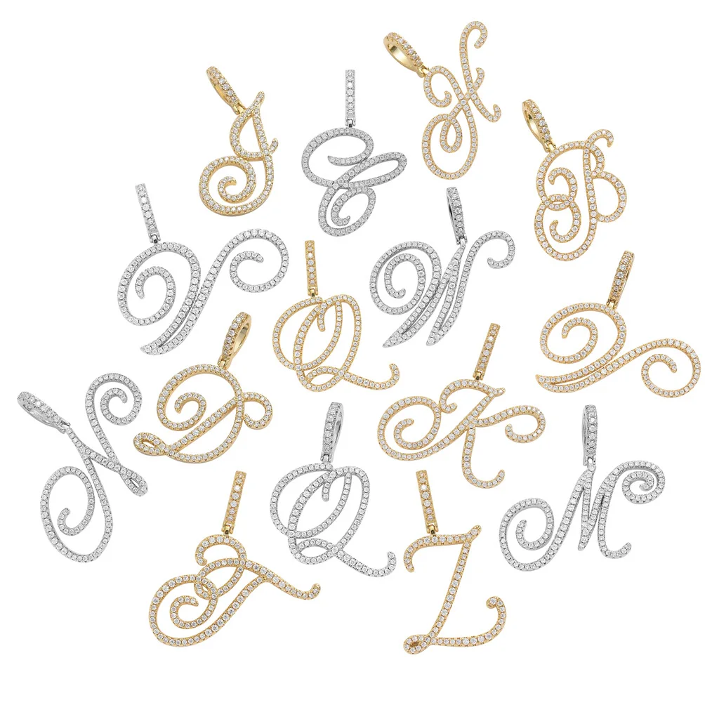 A-Z Zircon Crown Initial Alphabet Pendant Rock 26 Letters Custom Necklace Handsome Punk Hip-Hop Style Chain Jewelry Women Gifts