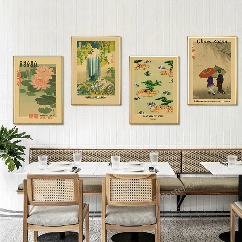 Vintage Hokusai Ohara Koson Japanese Art Poster Retro Exhibition Print Home Room Bar Cafe Club Decor Aesthetic Art Wall Painting