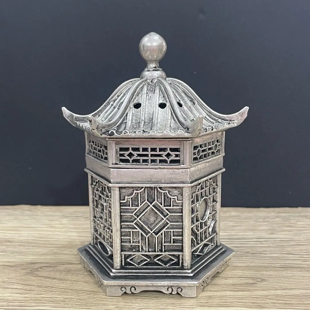 

Chinese creative incense burner palace lamp antique household indoor agarwood sandalwood hollow pavilion incense retro ornament