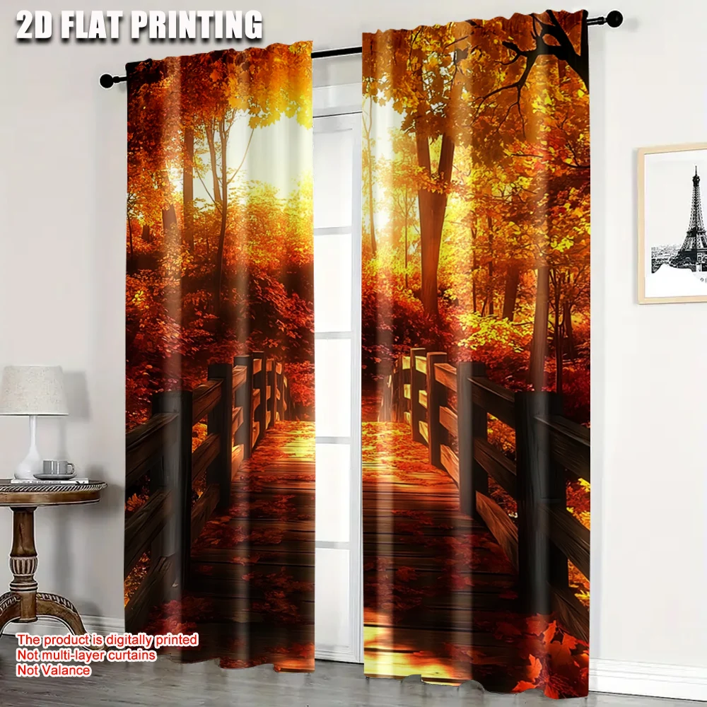 

2pc, Curtain Maple Leaf Bridge 100% Polyester,Without Electricity Festive Wall Decor Perfect for Daily home decoration