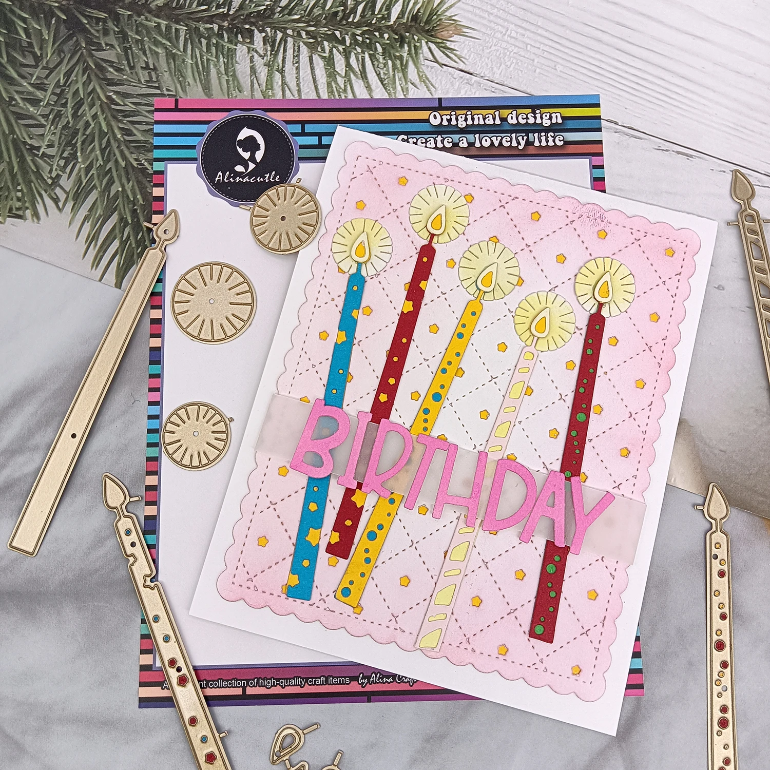 Alinacutle Geburtstagskerze aus Metall, gestanzt, für Geschenk, Papier, Handwerk, handgefertigte Kartenherstellung, DIY-Grußkarten, Scrapbooking