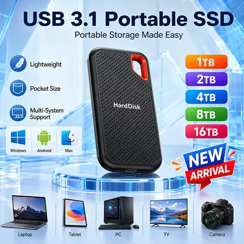 1TB External Hard Drive Hard Disk 2TB Portable SSD USB-C Fast Storage Disk for Laptop Mac PC Phone Photo File Backup