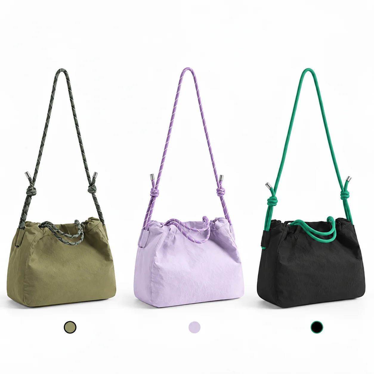 Große Kapazität, Kordelzug-Tragetasche, 9,5 l, leichte Nylon-Handtasche, wasserdichte Damen-Umhängetasche, mehrwegige Umhängetasche – Detail 11