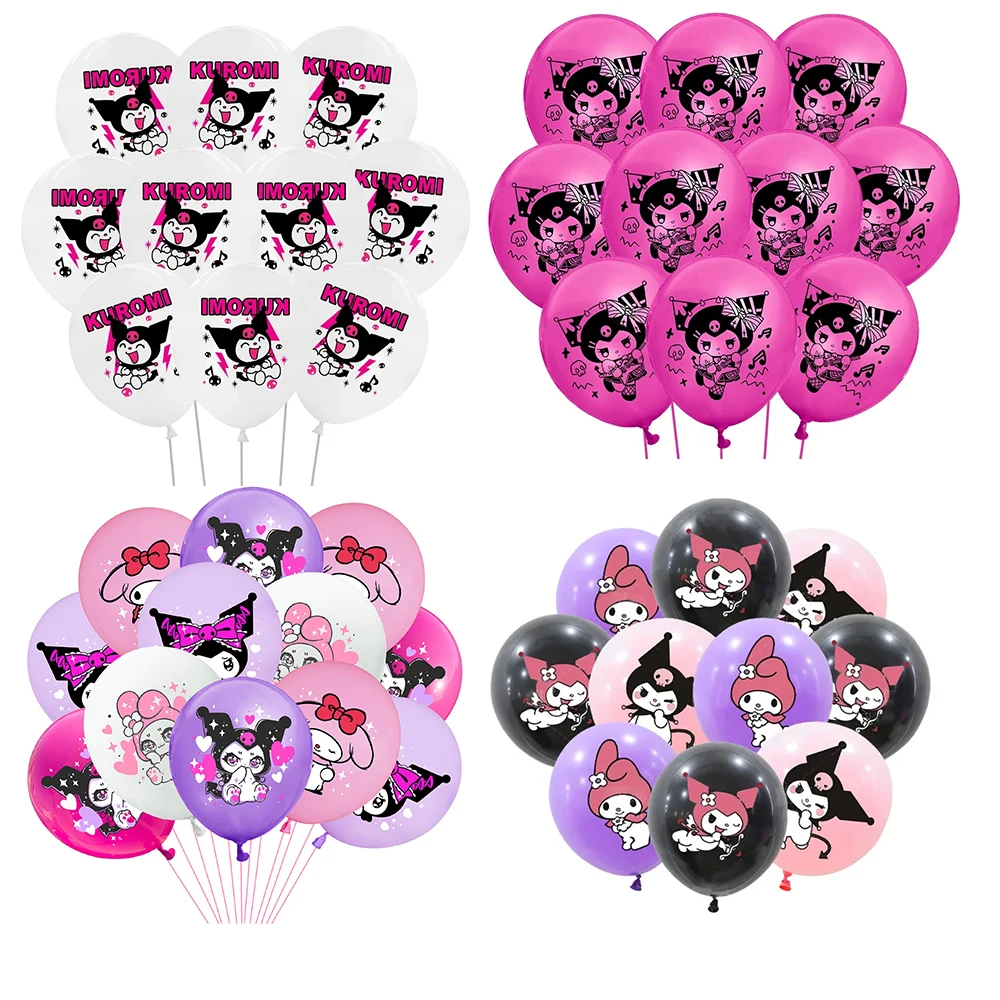 Sanrio Kuromi My Melody Latex Balloons Pink Black Purple Party Decoration Balloons Kuromi Theme Birthday Party Decor Supplies