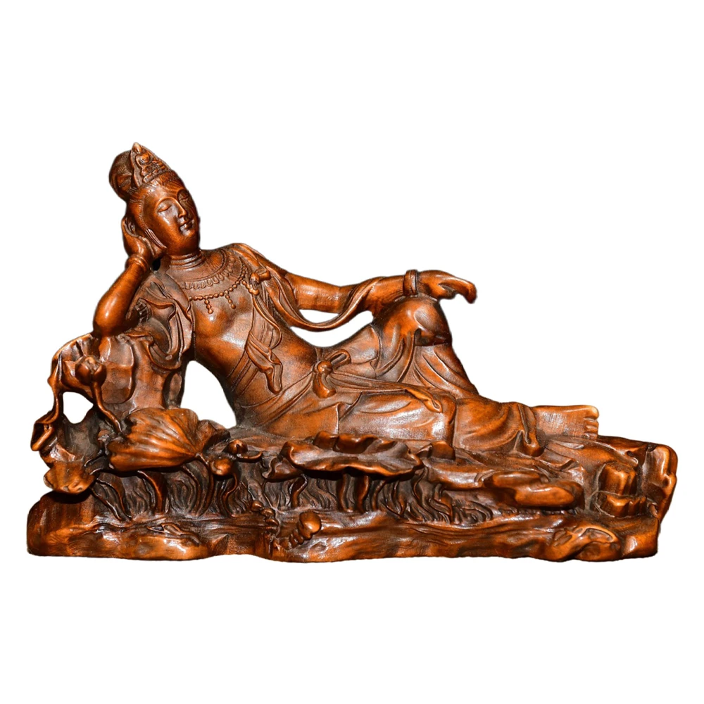 Ornements en bois sculpté Guanyin, Figurine chinoise inclinable, décor bouddhiste, sérénité, compassion, pureté, harmonie, divinité