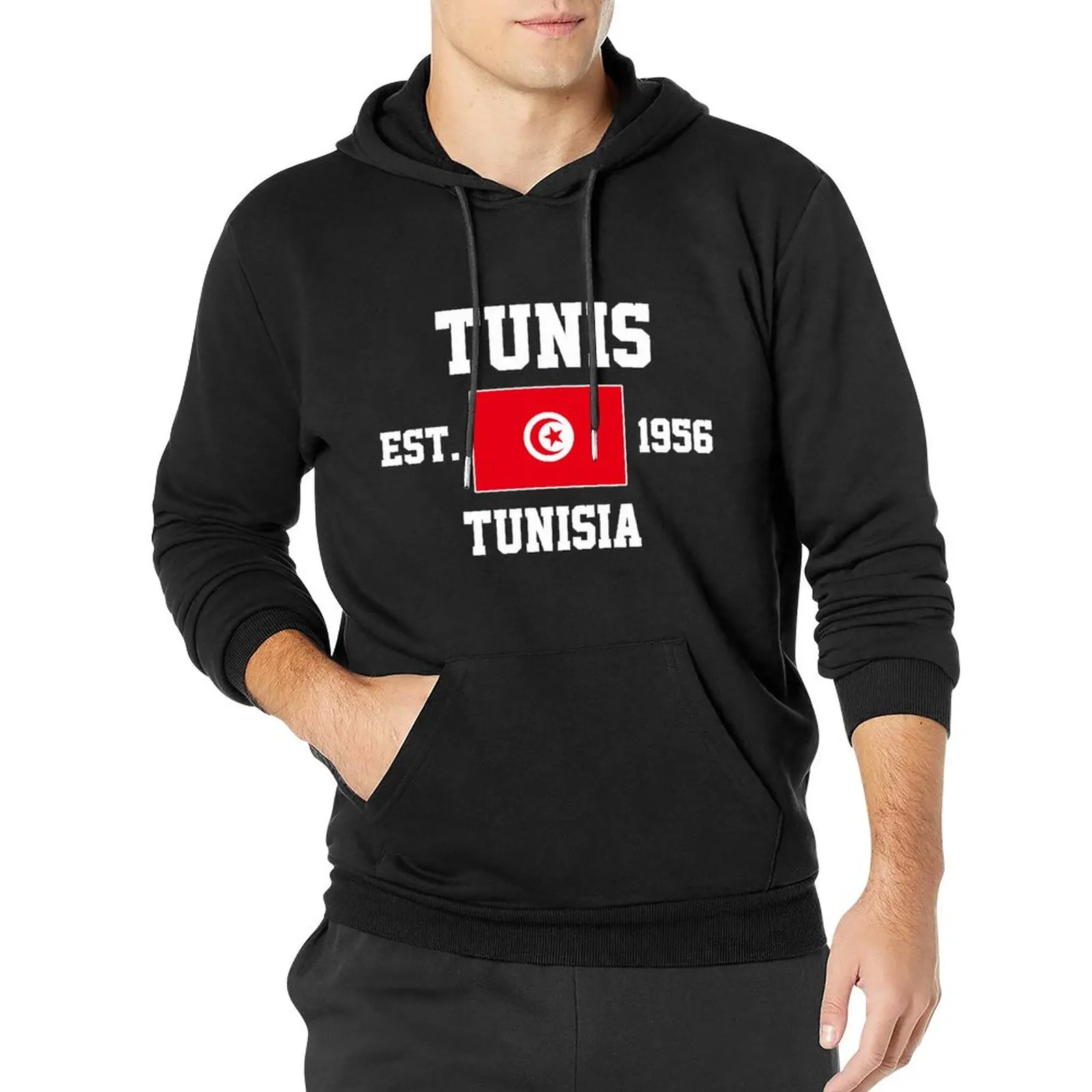 

Men Women Hoodies Tunisia EST.1956 Tunis Capital Hoodie Pullover Hooded Hip Hop Sweatshirt Cotton Unisex