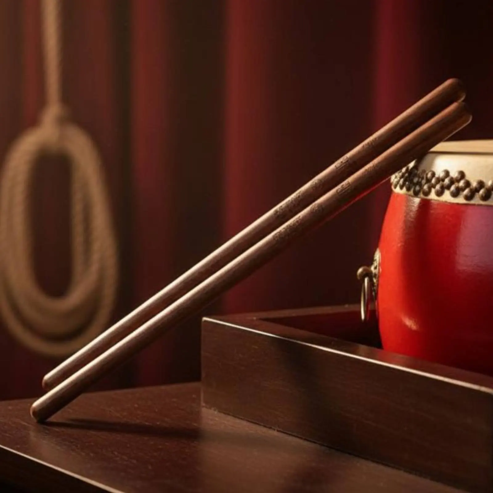 2 Pieces Chinese Drum Sticks Exclusive Model Dense Wood Drum Mallets Wooden Drumsticks Engraved Design for Drummers