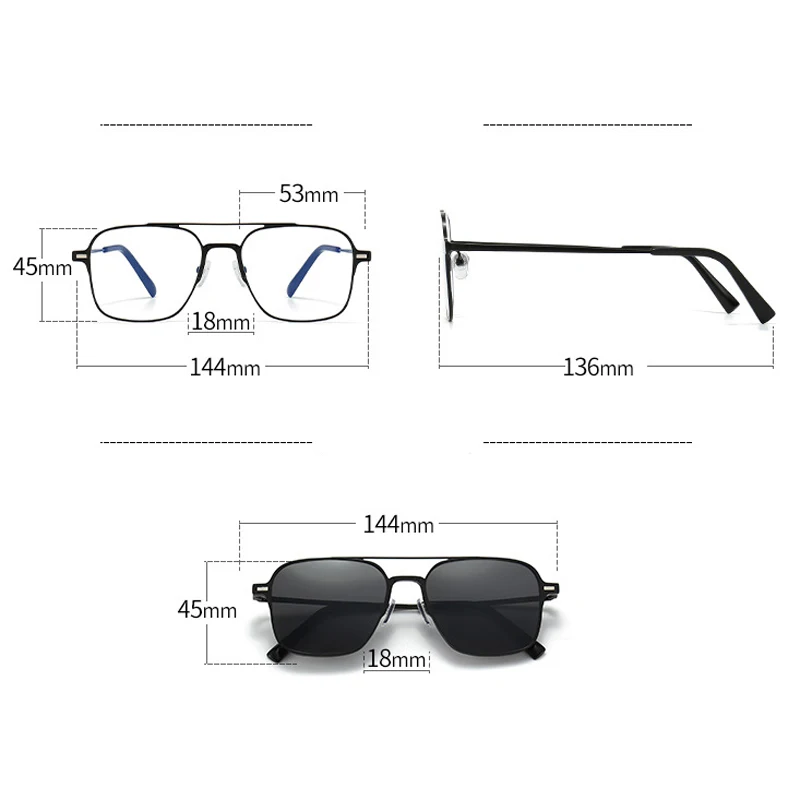 VCKA 3 In 1 Titanium Alloy Magnet Myopia Sunglasses Frame With Clip On Glasses Polarized Men Women Optical Compute -0.5 to -6.0