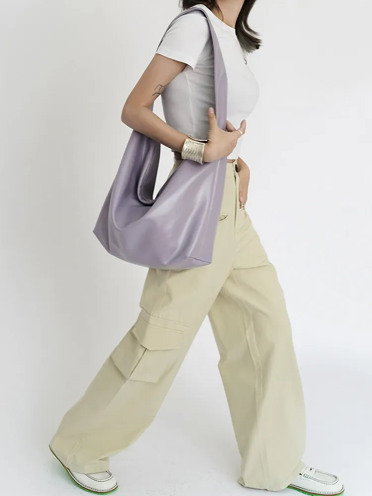 

Легкая роскошная модная женская сумка из высококачественной мягкой искусственной кожи большой вместимости, простая повседневная универсальная сумка через плечо