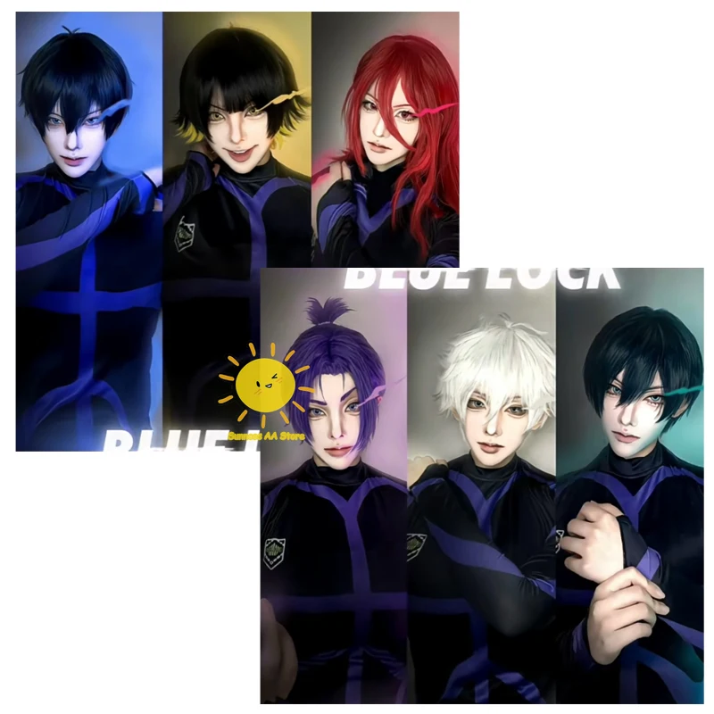 Anime Isagi Nagi Cosplay Blue Cosplay Costumes Lock Football Training Uniform Dark Tight Jumpsuit Halloween Carnival Cos Unisex view 2