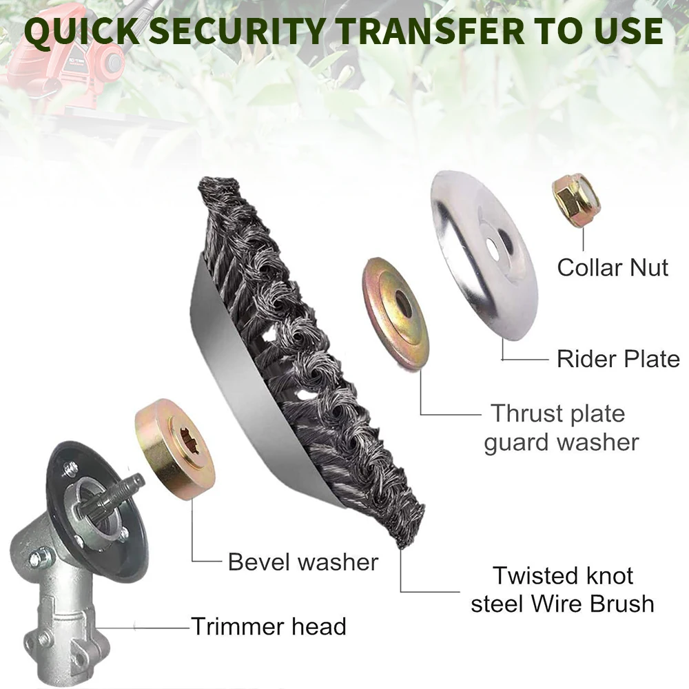 6/8 Inch Steel Wire Rotary Brush Cutter Trimmer Head Weeds Blade Compatible with String Trimmers for Moss Grass Rust Removal