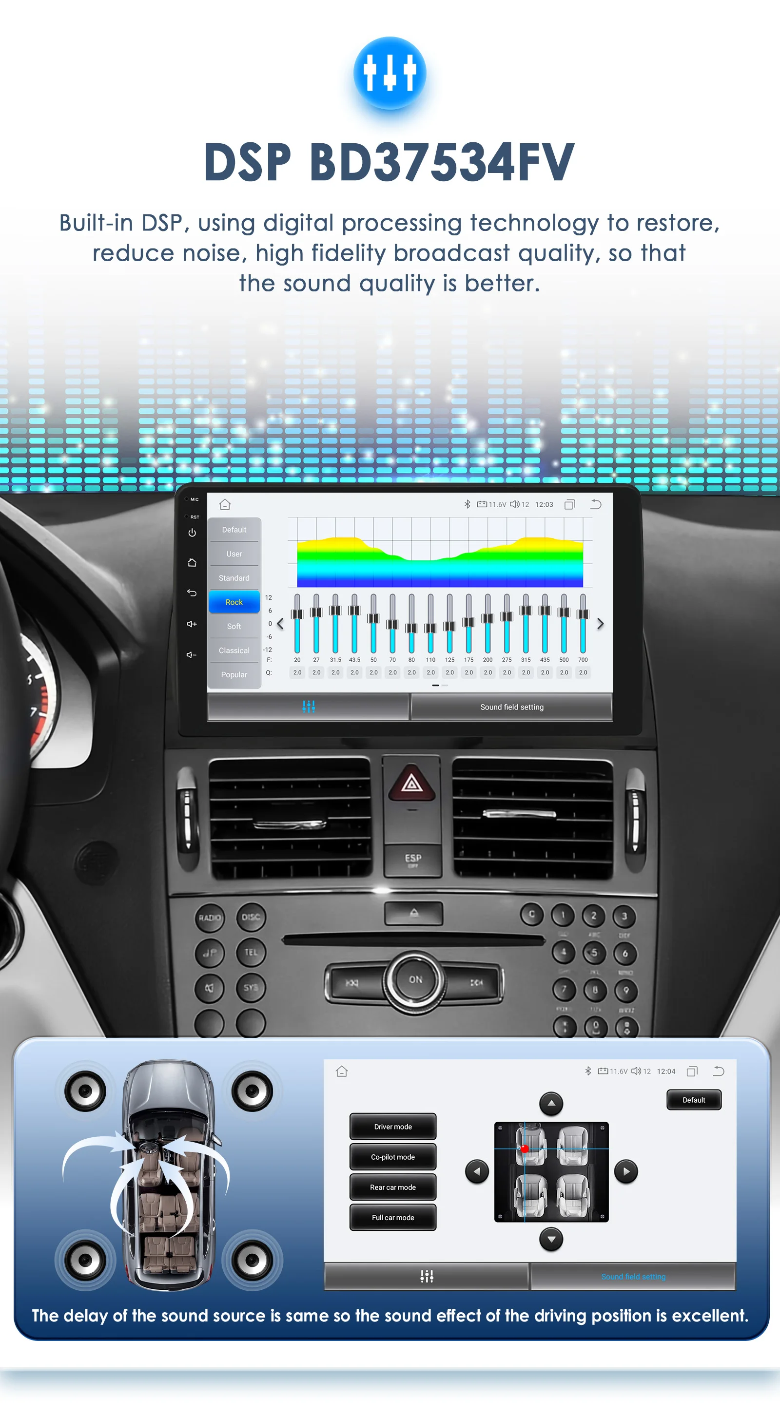 9“ Hizpo 2Din Android Auto Wireless CarPlay Car Radio for Mercedes Benz C-Class W204 S204 2007 - 2010 GPS RDS DSP UI8581 System
