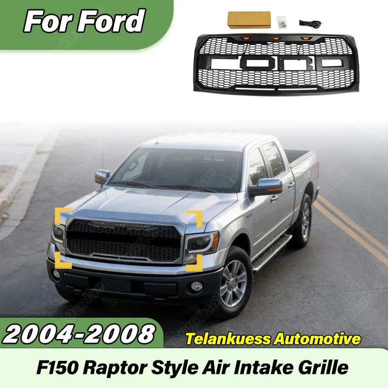 

For Ford F150 2009 2010 2011 2012 2013 2014 Car Raptor Style LED Grille With Lights Racing Grille Protective Cover Body Kit
