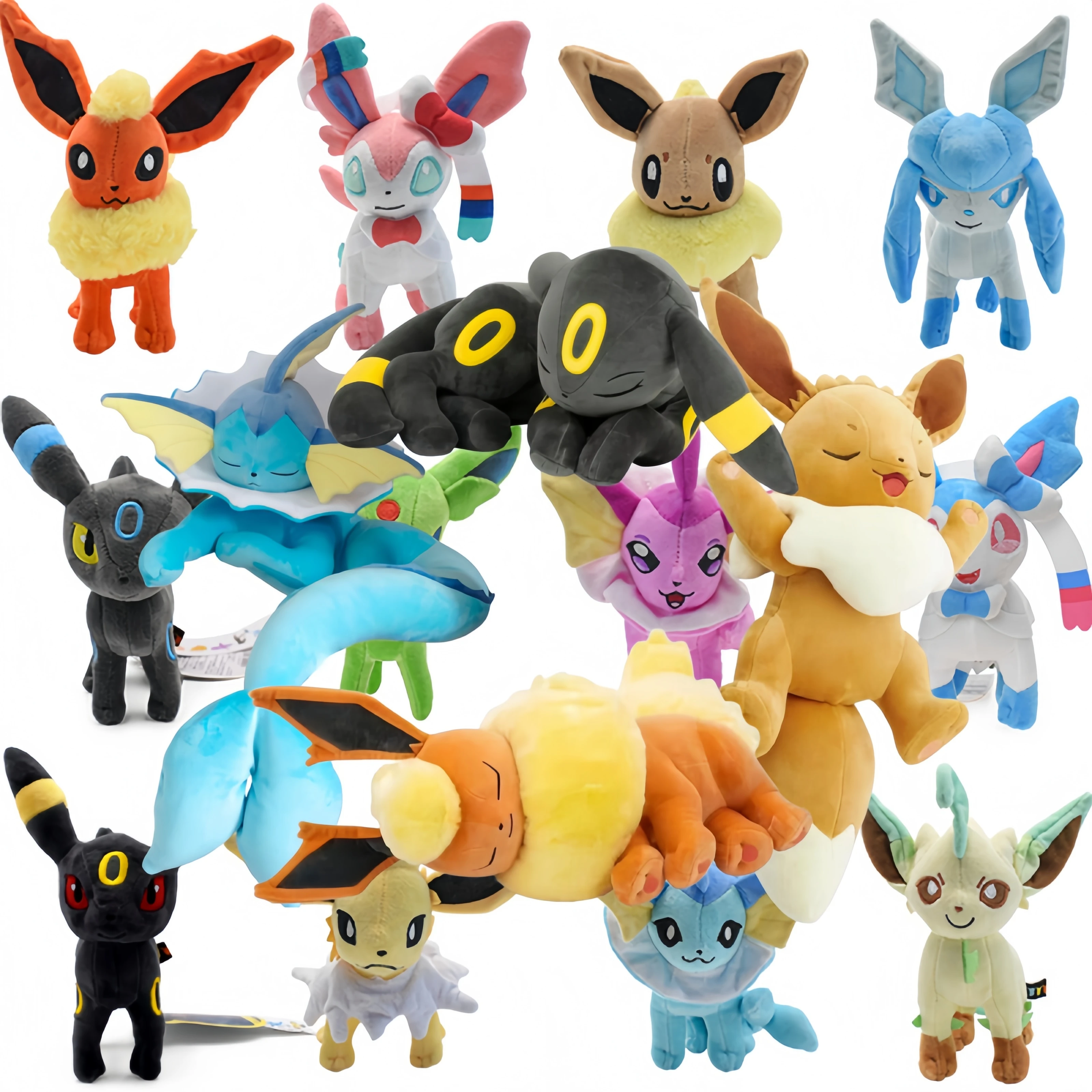 Kawaii Anime Eevee Plush Toy - Collectible Stuffed Doll of Sylveon Umbreon Espeon Leafeon Glaceon Jolteon for Hobbies