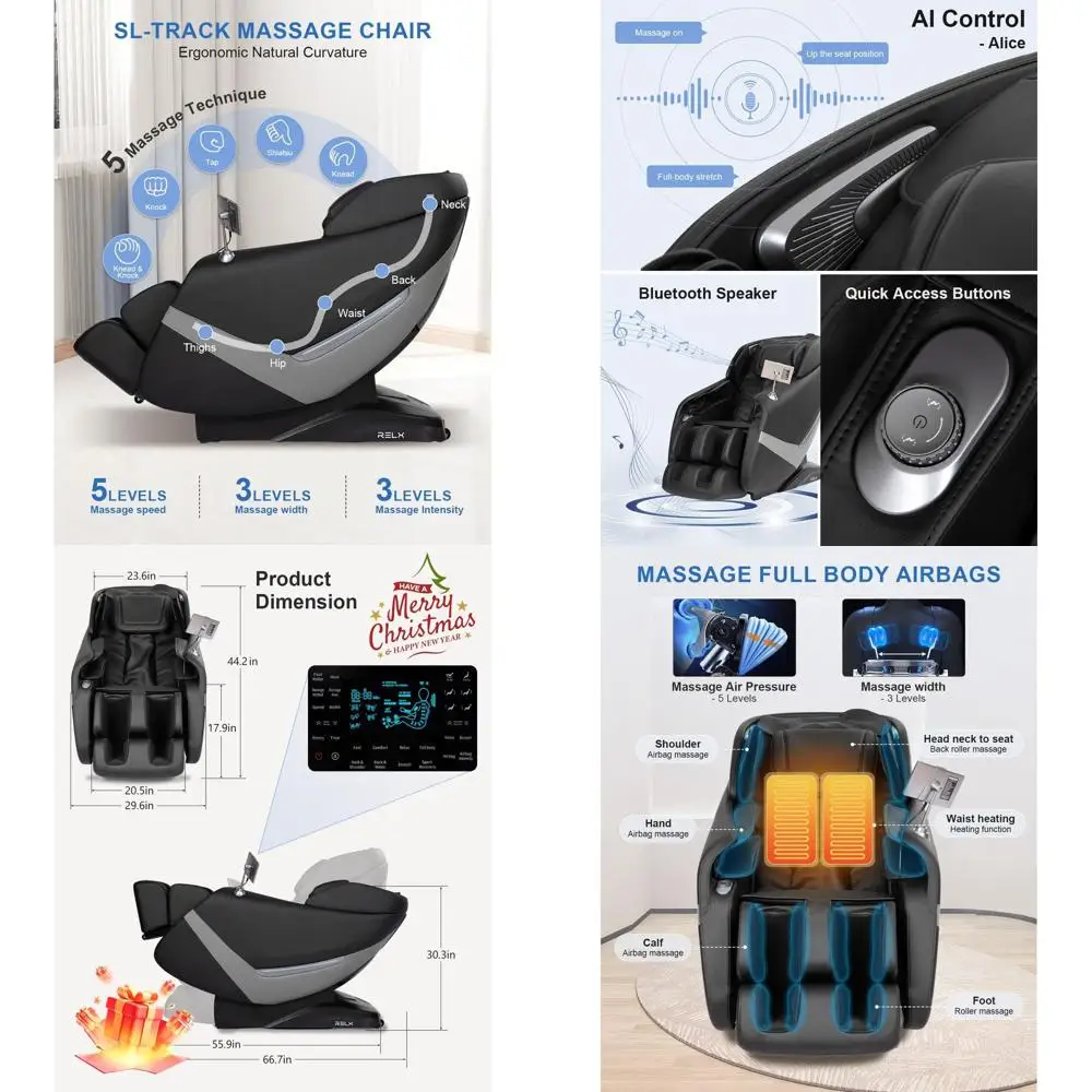 

Full Body Zero Gravity Shiatsu Massage Chair with SL-Track, Heat, AI Control, Body Scan, 13 Massage Modes, Foot Rollers, and Dee