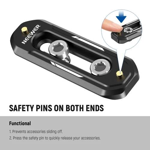 Imagen 2 del producto Neewer Cámara de Liberación Rápida Mini Riel NATO Anti Apagado de Liberación Rápida con Tornillos de 1/4"" y Pasadores de Seguridad para Jaula de Cámara Mango NATO