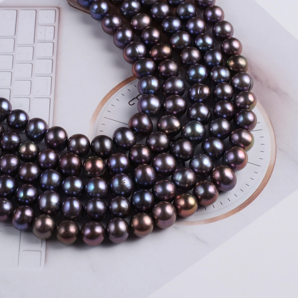 8-9mm Natural Freshwater Pearl Beads Round White Black Punch Beads Pearl Loose Beads for Jewelry Making Necklace Bracelets