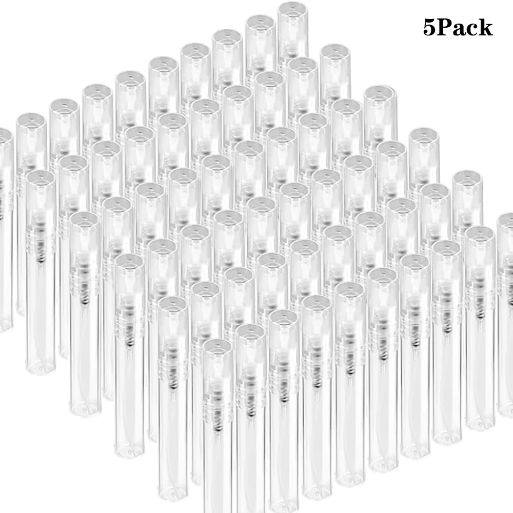 5 Stuks 2Ml-10Ml Mini Doorzichtige Plastic Spuitfles Lege Schattige Parfumverstuiver Voor Reiniging, Reizen, Etherische Oliën