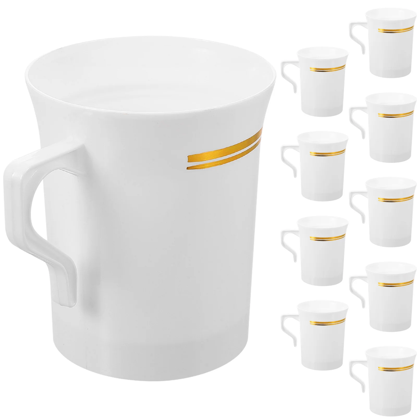 

10Pcs 8Oz Plastic Coffee Cup with Handle Multi-Use Milk Mug Smooth Surface Water Cup for Home Office Party Travel