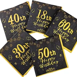 20/40/60/80/100/120pcs 18th 21th 30th 40th 50th 60th Happy Birthday Party Decoration Supplies Disposable Tableware Napkins