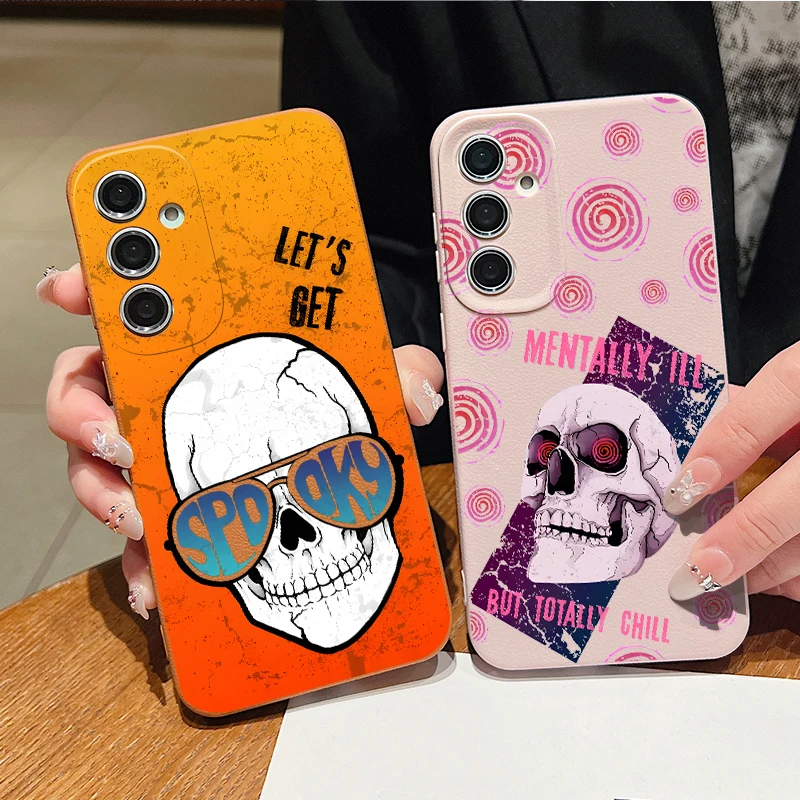 Strange Skull Pattern Soft Case For Samsung Galaxy A57 A37 A17 A56 A16 A55 A54 A15 A36 A26 A53 Leather Texture TPU Phone Cover