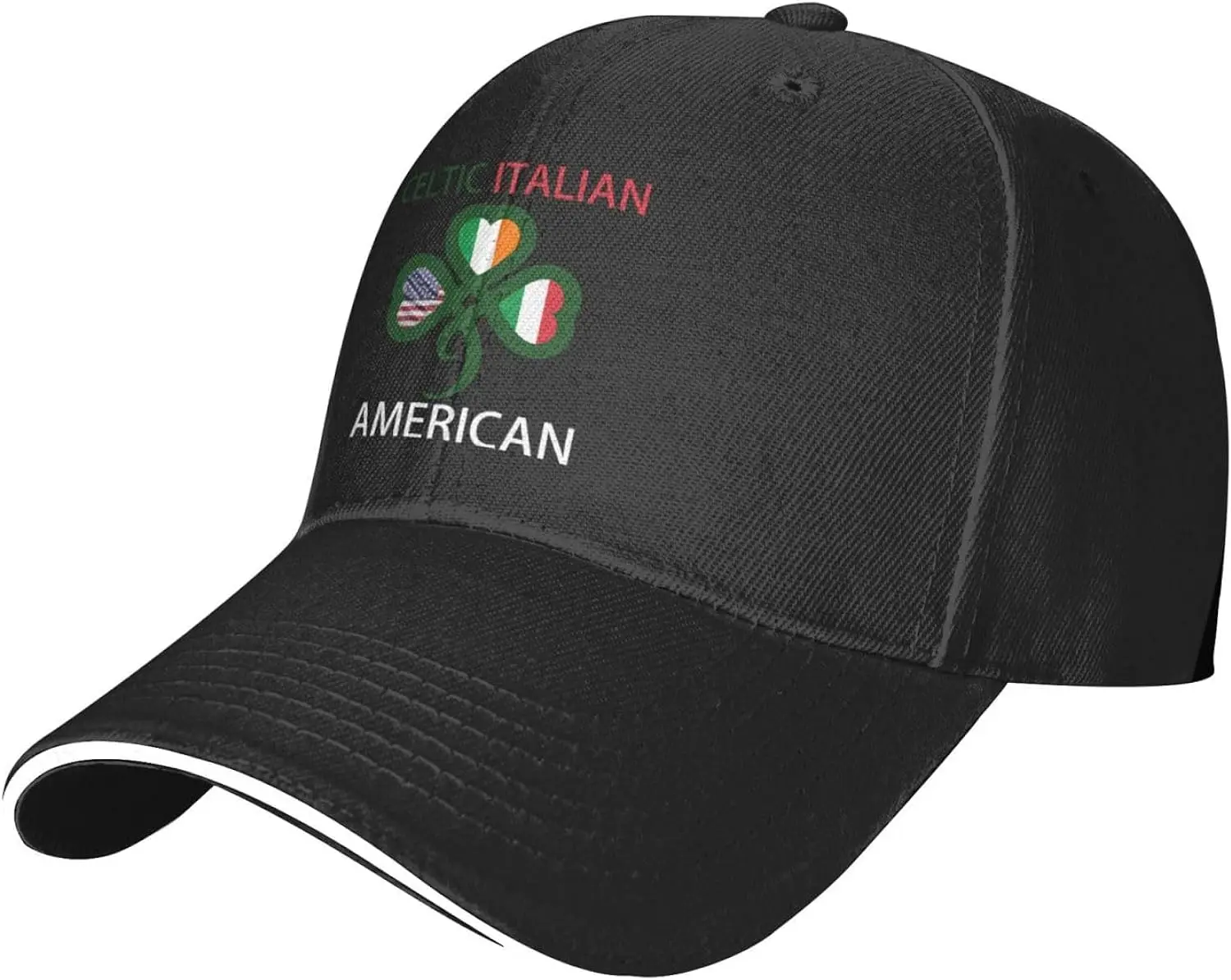 Irish Italian American Flag and Shamrock Premium Adjustable Baseball Cap for Men and Women - Outdoor Sports, Sun Protection