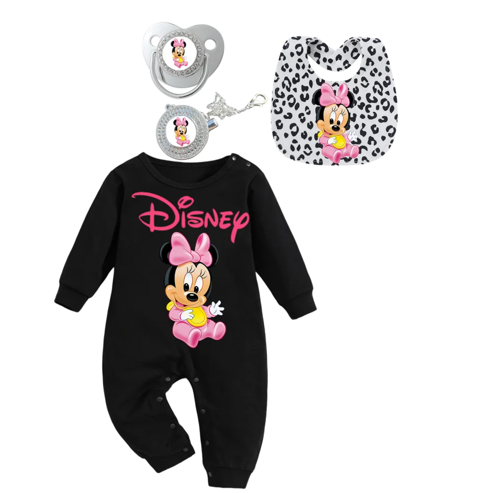 4 buah/set celemek bayi katun, dot bayi, penjepit puting, baju merangkak bayi lengan panjang, set kain sendawa bayi baru lahir