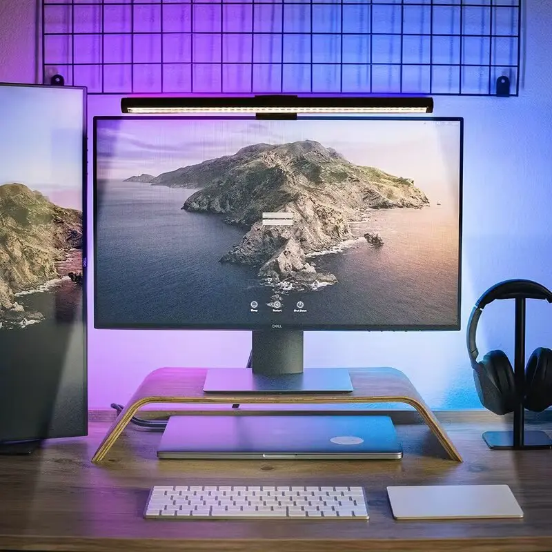 RGB Monitor Light Bar with Stepless Dimming, USB Powered Hanging LED Lamp for Desktop Work and Gaming