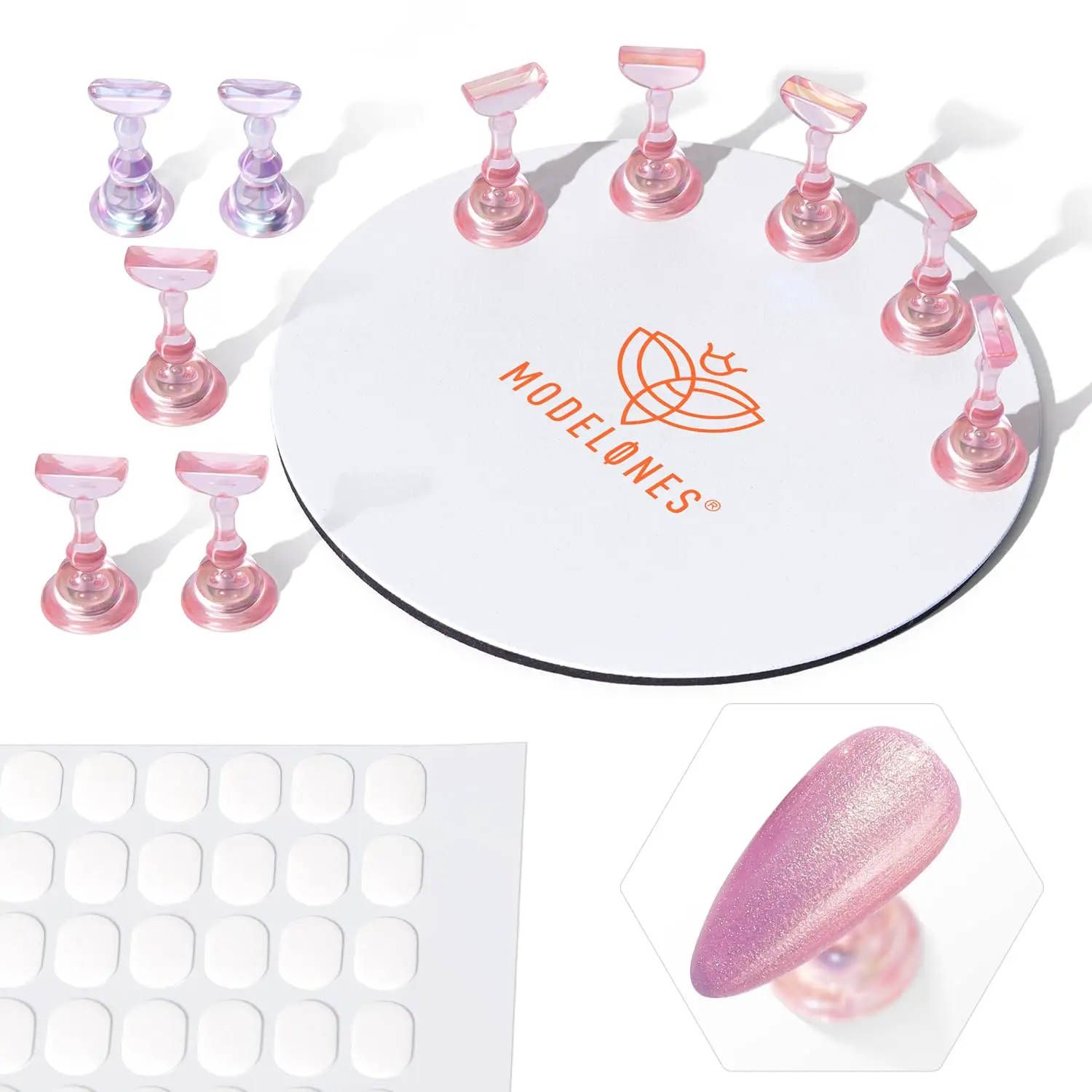 

Modelones Nail Stand Set, Magnetic Nail Stands for Press ons False Nail Tips Practice Acrylic Holder with 200pcs Sticky Tabs