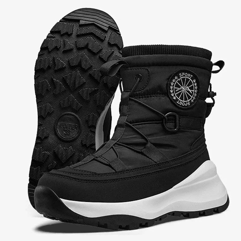 Stivali da neve da uomo Caldi stivali da neve invernali in peluche Antiscivolo Stivali da esterno impermeabili in cotone Cerniera laterale Scarpe da sci maschili Marca