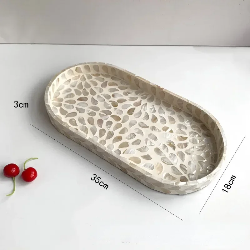 Rectangular Shell Tray Oval Colored Shell Storage Plate Living Room Cake Cafe Restaurant Storage Decorations Jewelry Organizer