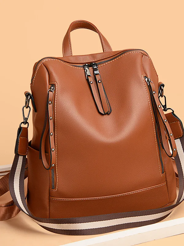 

Hong Kong Genuine Leather Double oulder Bag 2025 New Ladies Bapa Large Capaci Anti-Theft Soft Leather Travel Single S...